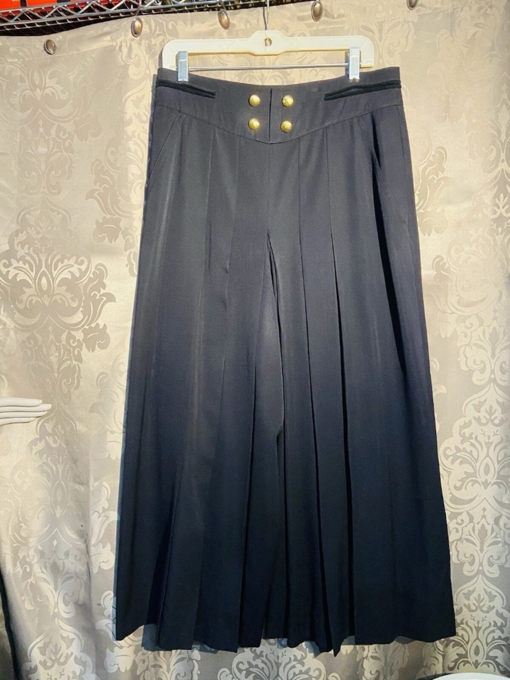 Vintage German Laurel Pleated Trouswe Pants with Gold Button Detail